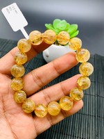 Bracelet unisexe de luxe en argent sterling couleur naturelle plaqué or 18 carats avec quartz rutile et breloque tennis lumineuse, qualité exclusive GIA