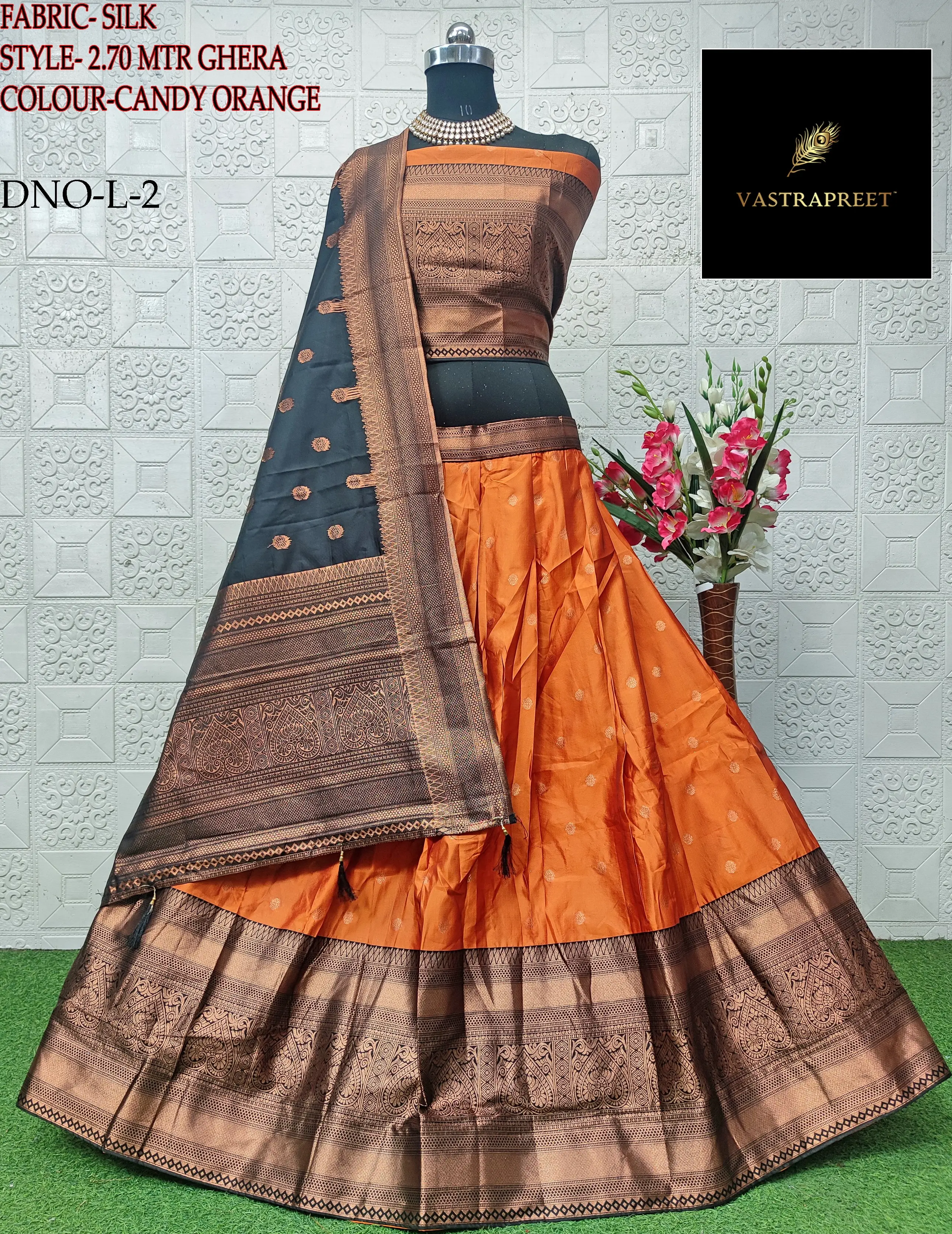 Vastrapreet Diseñador Indio Fancy Poly Silk Jazquard Pattu Style Work Ghagra Latest Lehanga Choli South Indian Style Trending