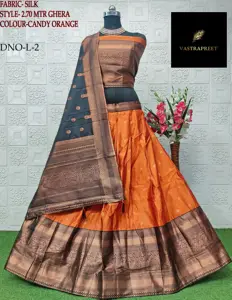 Vastrapreet Indian Designer Fancy Poly Zijde Jazquard Pattu Stijl Werk Ghagra Nieuwste Lehanga Choli Zuid-Indiase Stijl Trending