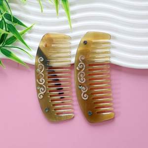 THREE NATURAL CUSTOMIZED HANDMADE HORN COMB with Fine and Wide Teeth Handmade Buffalo Horn Comb for Hair Styling - Product Image 1