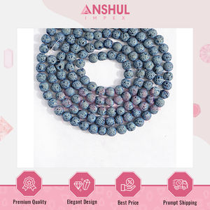 Fournisseur indien de bijoux de bonne qualité de bonne qualité de forme ronde faisant des brins de perles de lave bleue de 8mm au prix d'usine - Product Image 2