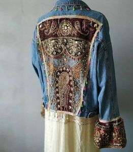Veste en jean tendance Boho Banjara avec Patch Vintage pour femme - Product Image 1