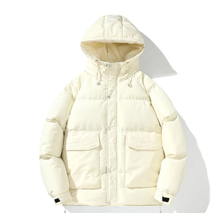 Veste d'hiver pour homme de haute qualité, tricotée, 90% duvet, à capuche, avec fermeture éclair épaisse tendance, respirante, imperméable - Product Image 5