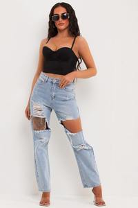 OEM Custom Manufacturer Denim Pants Relaxed Fit Baggy <b>Jeans</b> Coin Pocket Embroidery Blue Acid Wash Denim <b>Jeans</b> Pants for Women's - Product Image 4