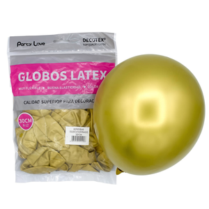 Party Love Latex Balloons 30Cm <b>Gold</b> <b>Chromed</b> R12 Party Decorations - Product Image 2