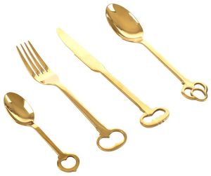 Ensemble de couverts en or de haute qualité pour mariage en vrac, couteau, fourchette, cuillère, cuillère à café, ensemble de couverts pour restaurant, hôtel - Product Image 2