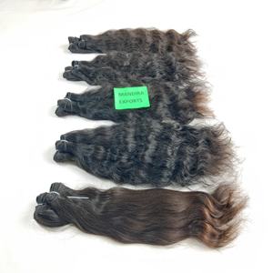 Vente en gros d'extensions de cheveux humains du temple indien vierge à cuticule alignée 100% meilleurs faisceaux de cheveux naturels ondulés non traités - Product Image 3