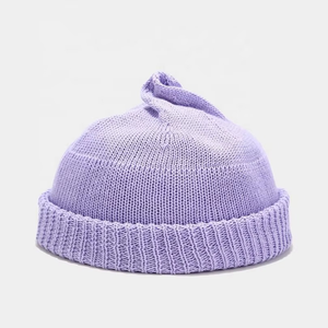 Gran oferta, gorro de moda a la moda, gorros de lana de punto de Color sólido, transpirable de gorro Jacquard, logotipo personalizado - Product Image 2
