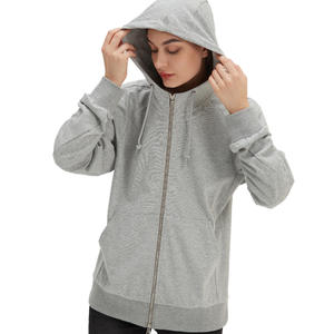 Sudadera con capucha plateada de algodón transpirable, anti-bolitas, teñida lisa, de alta protección, bloqueadora y anti-radiación con cremallera. - Product Image 1