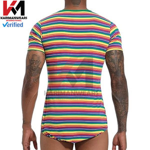 Mens Short Sleeve Bodysuit One-Piece Pajama Romper Cotton Spandex OEM Branding Bulk Supply Premium Supplier - Product Image 6