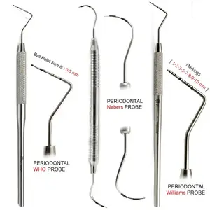 3 pièces de sondes parodontales de marquage de diagnostic dentaire Williams 2N Nabers