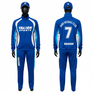 Conjunto Deportivo de Netball para Mujer, Poliéster Interlock, Azul con Paneles Laterales Blancos, Conjunto de Entrenamiento con Logotipo Sublimado Personalizado - Product Image 1