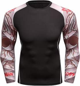 Rashguard personnalisable à manches longues pour homme, haut de compression MMA respirant, t-shirt d'entraînement No-Gi Jiu Jitsu Grappling, logo OEM - Product Image 1