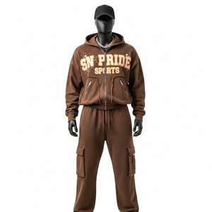 ชุดวอร์มลำลองแบบมีฮู้ด ผ้าฝ้าย 100% ระบายอากาศได้ดี ไซส์ใหญ่พิเศษ ทรงปกติ คุณภาพสูง สำหรับทุกเพศ  ลายแถบข้าง  ไซส์ XXL  แบบสั่งทำได้ - Product Image 1