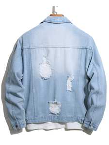 Logo personnalisé Design élégant Sports bleu Streetwear Patch hommes Jean Denim vestes pour hommes - Product Image 2