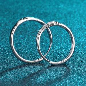 Jeulia Sterling Silver Double Stone Couple Ring Rhodium and Rose Gold Plated Classic Wedding Band - Product Image 5