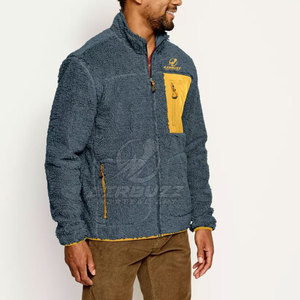 Customized <b>Men's</b> <b>Sherpa</b> Fleece <b>Jacket</b> for Winter Wear Casual Apparel with Stand Collar - Product Image 4