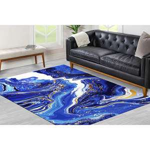 Tapis imprimé marbre bleu marine - Grand, pour bureau, salon, cadeau de demoiselle d'honneur, tapis doux non tissé - Product Image 2