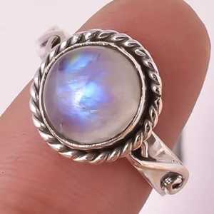 Rainbow Moonstone 925 Sterling Silver Handmade <b>Statement</b> <b>Ring</b> June Birthstone Jewelry Inlay Fine Perfect Gift for Her Birthday - Product Image 2