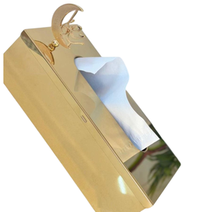 Porte-serviettes carré en métal moderne élégant accessoire de boîte à mouchoirs en or de créateur pour la maison ou l'hôtel - Product Image 6