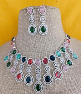Impresionante conjunto de collar de circón brillante de lujo de excelente calidad con pendientes para boda, ropa de fiesta de compromiso para mujer - Product Image 5