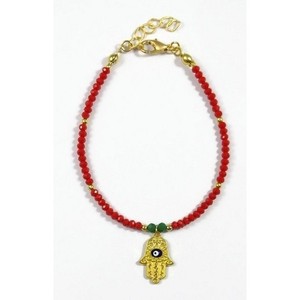 Hamsa mắt ác đính cườm Vòng đeo tay (vòng đeo tay thời trang), màu xanh, đỏ, hồng, xanh lá cây, đồ trang sức thời trang, có thể điều chỉnh, bàn tay của Fatima - Product Image 1