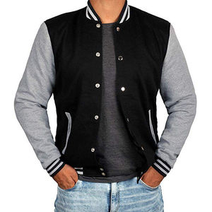 Vestes en cuir Letterman Varsity pour hommes grande taille Vestes de baseball d'hiver Broderie Bloc de couleur Côtelé Col montant Toile - Product Image 3