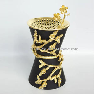 Soporte de incienso de Metal Dorado de la mejor calidad, organizador de fragancia, quemador de incienso con textura de flor elegante para eventos y bodas de verano - Product Image 3