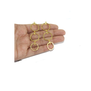 เครื่องประดับต่างหูทองเหลือง ต่างหูทอง ผู้หญิงดีไซน์ใหม่ หรูหรา กิริยาหลากสี ต่างหูหยดร้อนขาย - Product Image 6