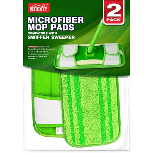 HOMEXCEL-Almohadillas de microfibra para fregona Swiffer Sweeper, recargas de almohadillas de suelo reutilizables compatibles, paquete de limpieza en seco y húmedo de múltiples superficies, 2 fregonas - Product Image 1