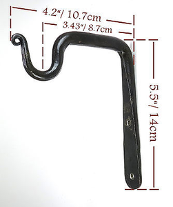 OMG Industries, hierro forjado hecho a mano, acabado negro, estilo hardware, soporte de poste de cortina, soporte de riel de cortina, soporte de varilla - Product Image 4