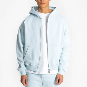 เสื้อสเวตเตอร์ขนแกะมีฮู้ดของผู้ชายแบบพรีเมี่ยมพร้อมโลโก้แบบกำหนดเองปักซิปมีฮู้ดแบบบล็อกอบอุ่นมีสายปรับได้ - Product Image 3