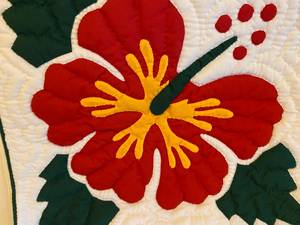 Hand Embroidered Hawaiian <b>Quilts</b> Red Luxurious Stitched Bed Throws Handwoven Blankets with Intricate Embroidery Wholesale - Product Image 3