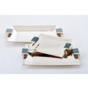 Plateau de service moderne en acier inoxydable Plateau en métal décoratif tendance - Product Image 2