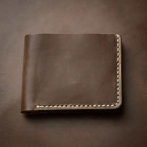Portefeuille à deux volets en cuir de vachette véritable classique portefeuille pour hommes personnalisé mince Design minimaliste luxe à deux volets Vintage LBW-0282 en cuir véritable - Product Image 2