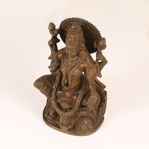 Sculpture en position assise de déesse Laxmi antique faite à la main Figurine en laiton indien Statue pour la décoration intérieure article cadeau SNI-193 - Product Image 6
