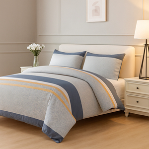 Ensemble de housse de couette rayée moderne Manemi, 100% polyester tissé, 3 pièces, pour usage domestique - Product Image 3