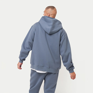 80% coton 20% polyester lourd vintage marine foncé sweat à capuche surdimensionné épaules tombantes décolleté croisé pull hiver sweats à capuche - Product Image 2