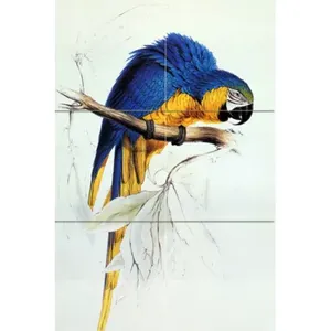Azul guacamayo loro pájaro mármol cerámica azulejo Mural cocina baño Backsplash murales de pared - Product Image 1