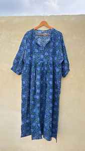 Robe midi en coton bohème à fleurs, tunique d'été faite à la main pour femmes - Product Image 5