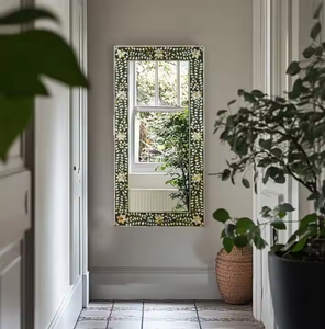 Hand-Crafted Bone and MOP Inlay <b>Wall</b> <b>Mirror</b> Resin-Inlaid Bone Chipset in Multiple Custom Colors for Decorative Purpose - Product Image 2