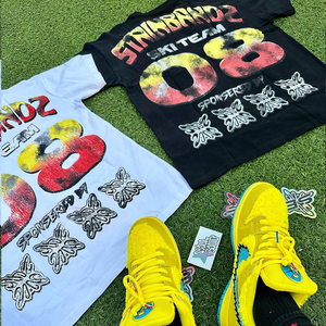 Camiseta Corta Personalizada 100% Algodón, Estilo Holgado, con Apliques Bordados, Hombros Caídos, Dobladillo sin Rematar, 100% Algodón - Product Image 3