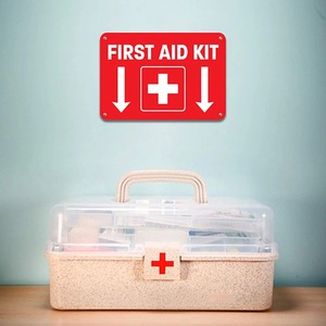 Venta caliente botiquín de primeros auxilios señal de seguridad rectángulo colores rojos brillantes 10x7 señal de lugar de trabajo médico de emergencia - Product Image 4