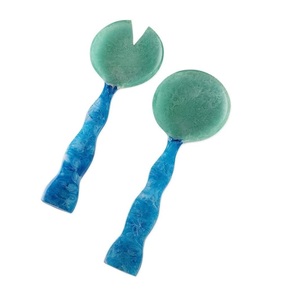 Ensemble de service à salade en résine fait main élégant, cuillère et fourchette, luxe moderne, fête, écologique, passe au lave-vaisselle - Product Image 3