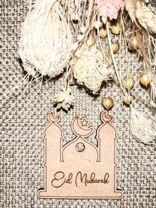 Etiquetas Decorativas de Madera para Regalos de Eid Mubarak con Grabado Floral para un Estilo Rústico de Regalos Festivos - Product Image 3