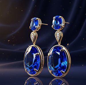 Pendientes de Topacio Azul de 10*14 mm con Circonita Cúbica para Mujer, Plata de Ley 925, Chapado en Oro de 18K, Joyería de Piedras Preciosas Colgantes, Regalo - Product Image 1