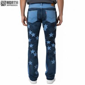 Pantalons en denim personnalisés de haute qualité baggy surdimensionné avec strass et rivets jeans délavés au soleil pour hommes - Product Image 4