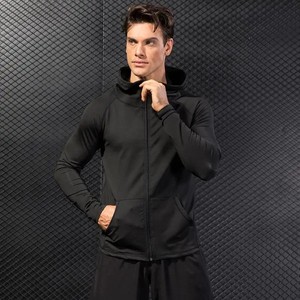 Sudadera con capucha de algodón 100% para hombre, ropa deportiva cómoda con cremallera bordada, chándales térmicos para correr, chaqueta para actividades al aire libre - Product Image 1