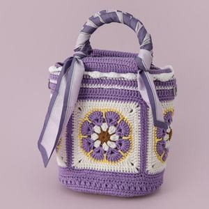 Crochet Chinese Style Flower Woven Handmade Diao Chan Silk <b>Scarf</b> <b>Handbag</b> Sexy Woolen Cotton Lining Strapless Barrel-shaped - Product Image 6