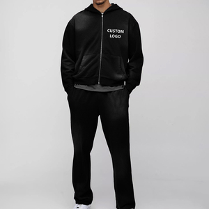 Ensemble de survêtement en coton avec logo personnalisé, sweat-shirt et jogging, 2 pièces, streetwear, pour hommes - Product Image 2
